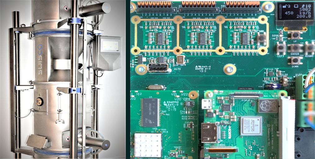 Synchronous measurements of humidity, mass flow, weight, temperature and density in milling industries