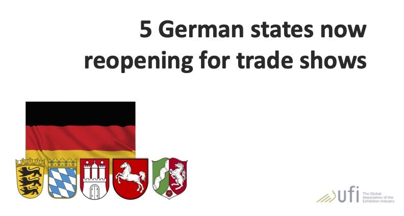 5 German states have by now announced dates and conditions for trade shows and business events