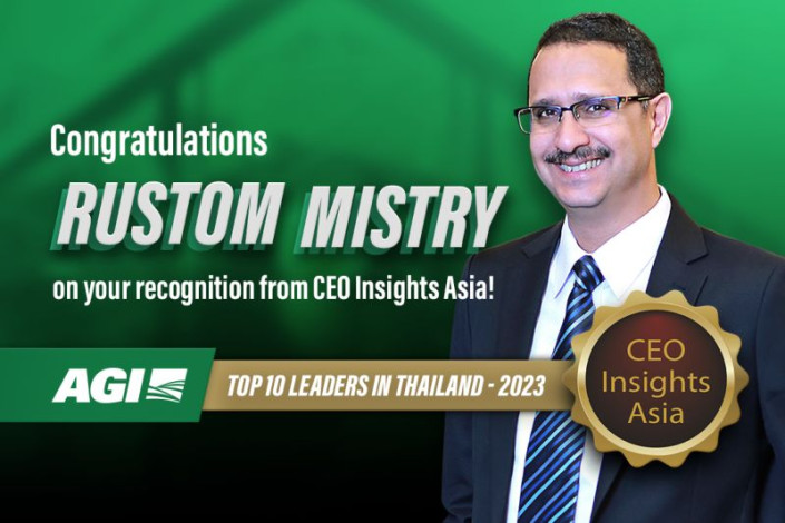 Leadership style. AGI's Rustom Mistry is recognized among CEO Insights Asia's top 10 business leaders in Thailand